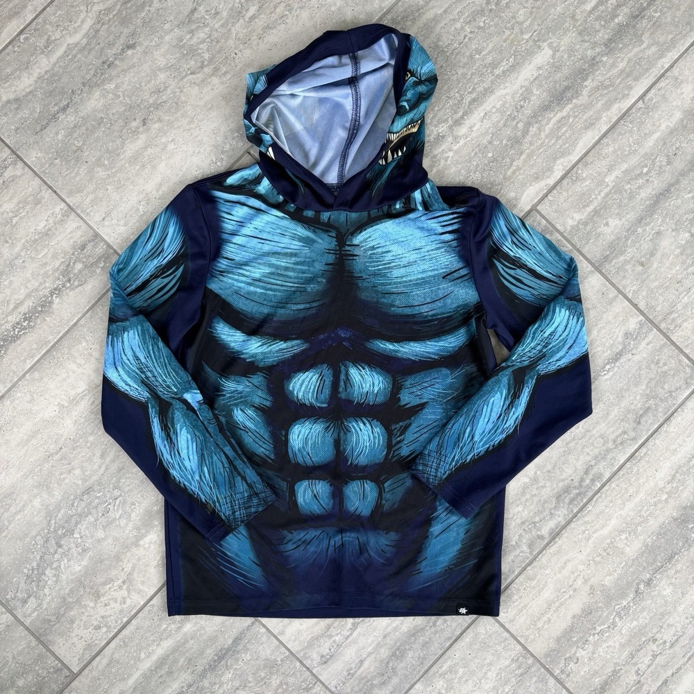 Brothers Kids Blue Werewolf Muscle Lightweight Hoddie Size Medium 10